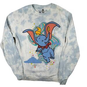 Disney Dumbo Flying Clouds Crewneck Sweatshirt Women’s Size Small Blue White